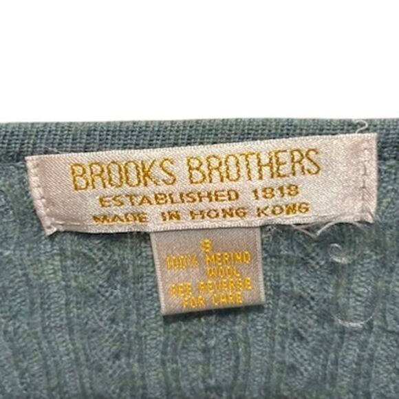 Vintage Brooks Brothers Merino Wool Sweater Cable Knit Turquoise Blue Women's S - Picture 4 of 6